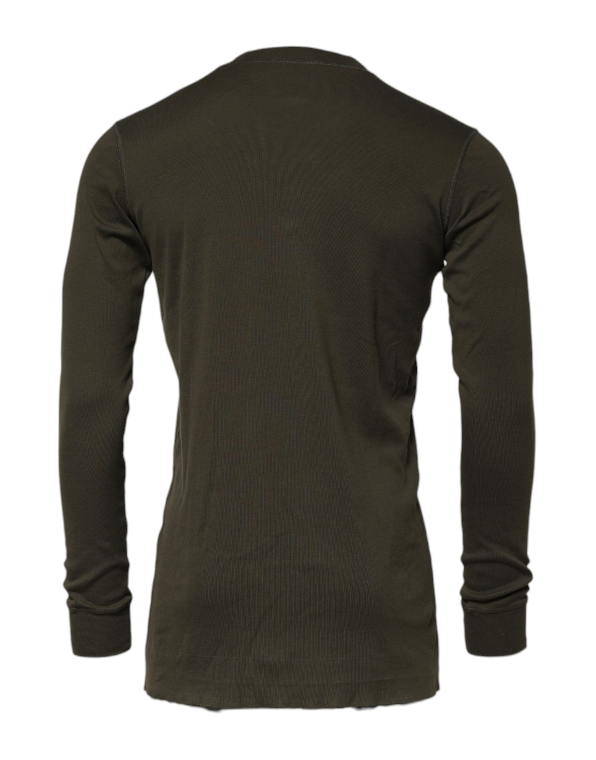T-shirt à manches longues vert foncé Dolce & Gabbana avec col rond, tissu doux et coupe élégante.
