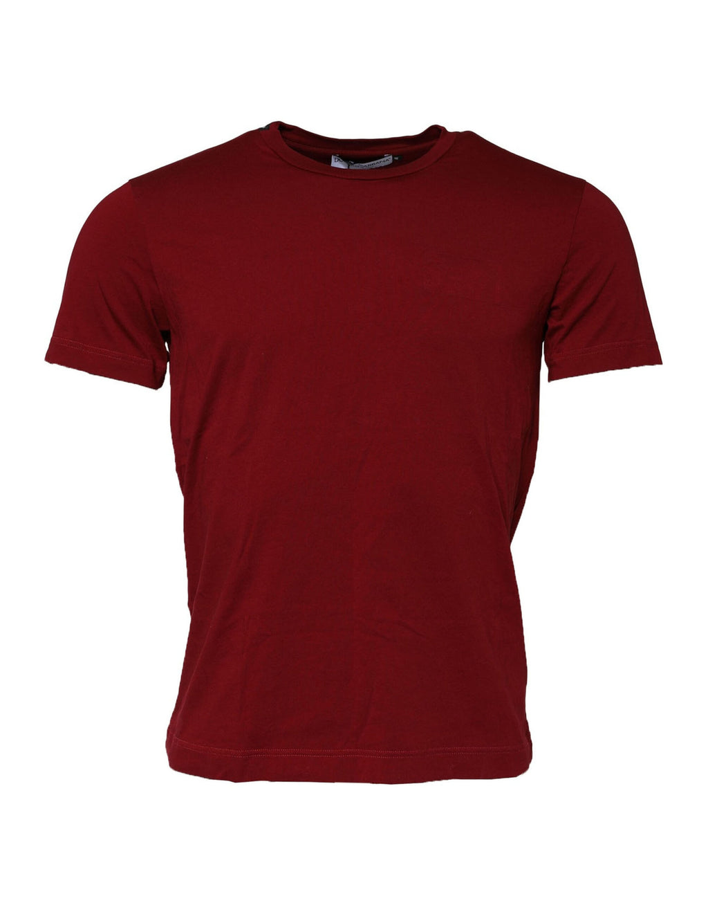 T-shirt homme Dolce & Gabbana à col rond rouge foncé, manches courtes, en coton, vue de face.