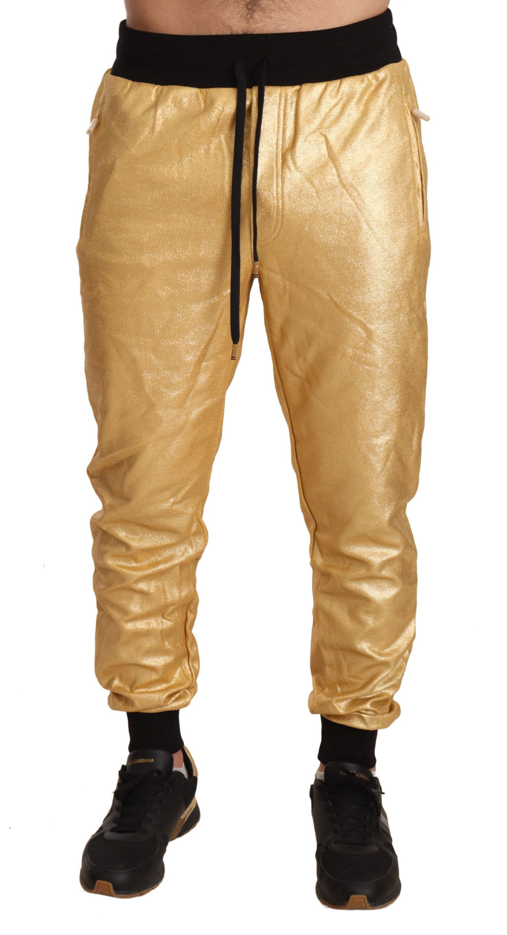 Pantalons en coton Dolce & Gabbana Gold Pig Of The Year, pantalon pour homme avec motif doré et détails élégants.