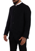 Manteau homme Dolce & Gabbana en alpaga gris à boutons, veste élégante et chaude, vue de face.