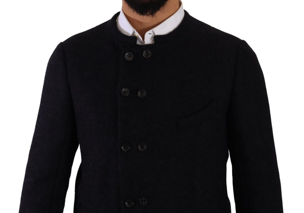 Manteau pour homme Dolce & Gabbana gris en alpaga avec boutons, veste élégante et chaude.