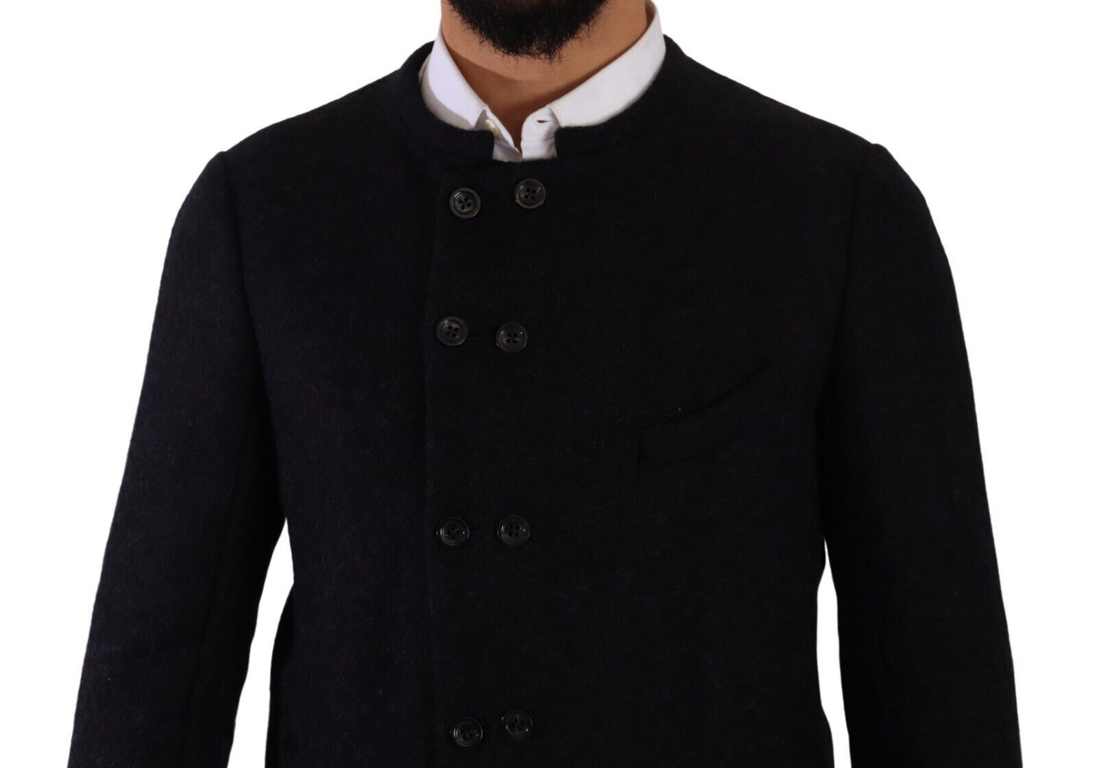 Manteau pour homme Dolce & Gabbana gris en alpaga avec boutons, veste élégante et chaude.
