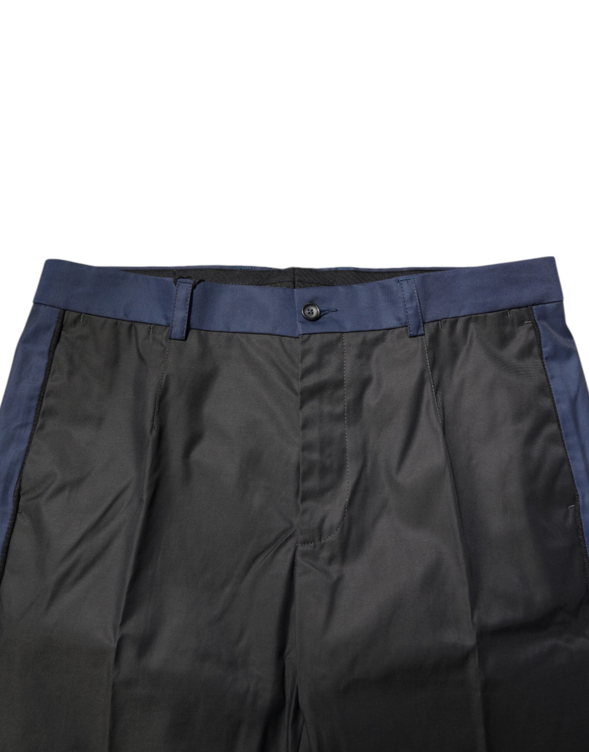 Pantalon chino Dolce & Gabbana pour homme, coton gris bleu, coupe 3/4 et taille crop, élégant et confortable.