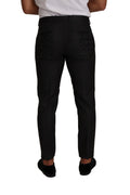 Pantalon de costume en laine à carreaux gris de Dolce & Gabbana, pantalon formel élégant pour homme.