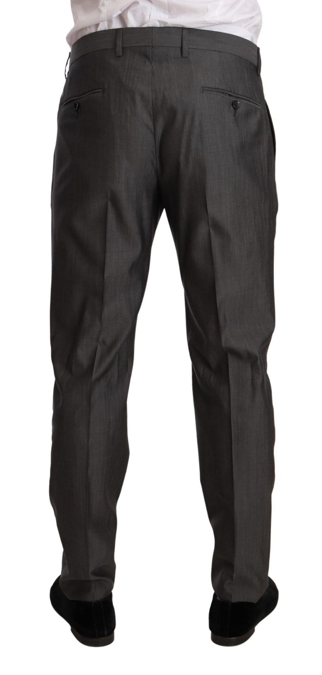 Costume homme gris métallique Dolce & Gabbana MARTINI slim fit, blazer et pantalon élégants en tissu brillant.