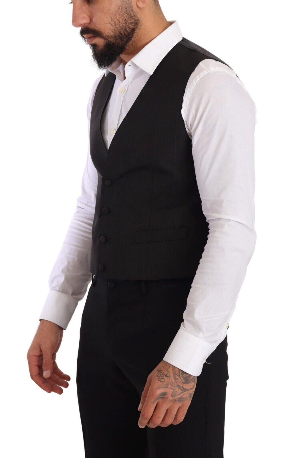 Gilet formel en soie gris de coupe slim, Dolce & Gabbana, vêtement élégant pour homme.