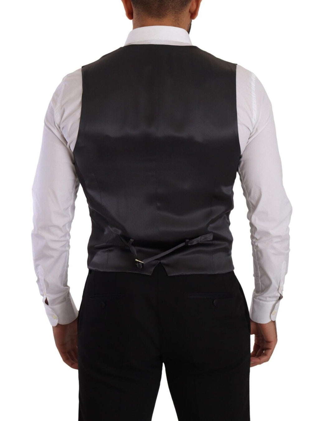 Gilet beige à rayures gris, double boutonnage, Dolce & Gabbana, veste élégante pour homme.