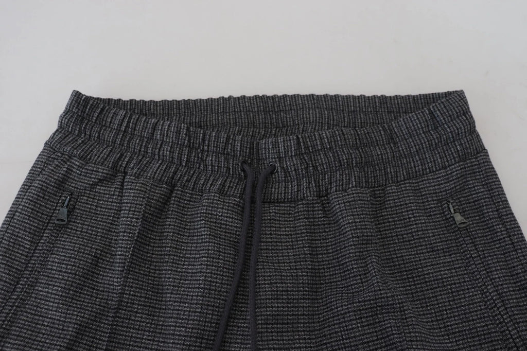 Pantalon skinny en laine gris à rayures de Dolce & Gabbana, pantalon élégant et ajusté pour femmes.