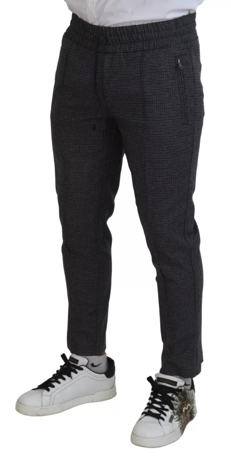 Pantalon skinny en laine gris à rayures Dolce & Gabbana, pantalon élégant avec coupe ajustée et motif rayé.