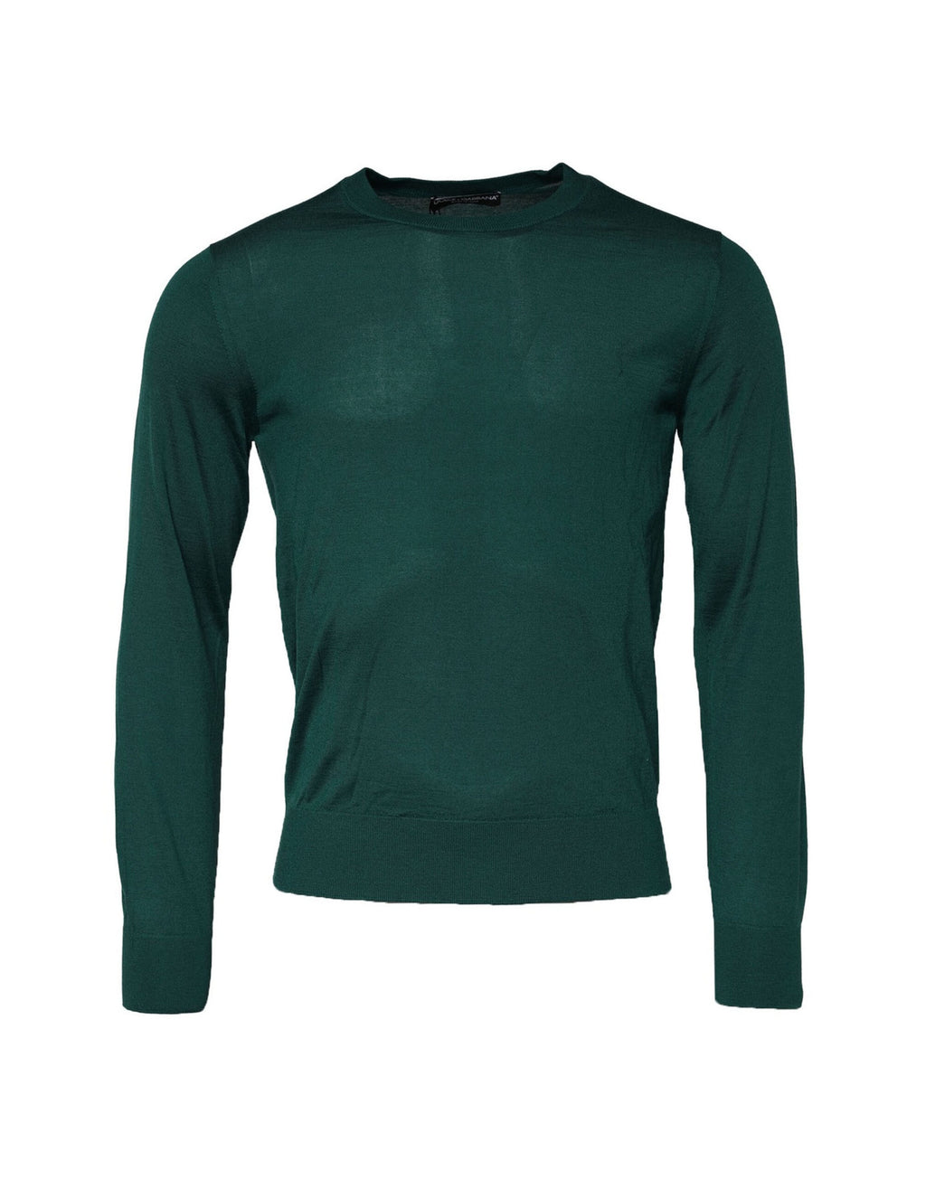 Sweat-shirt en cachemire vert Dolce & Gabbana à col rond, doux et confortable, porté en mode décontracté.