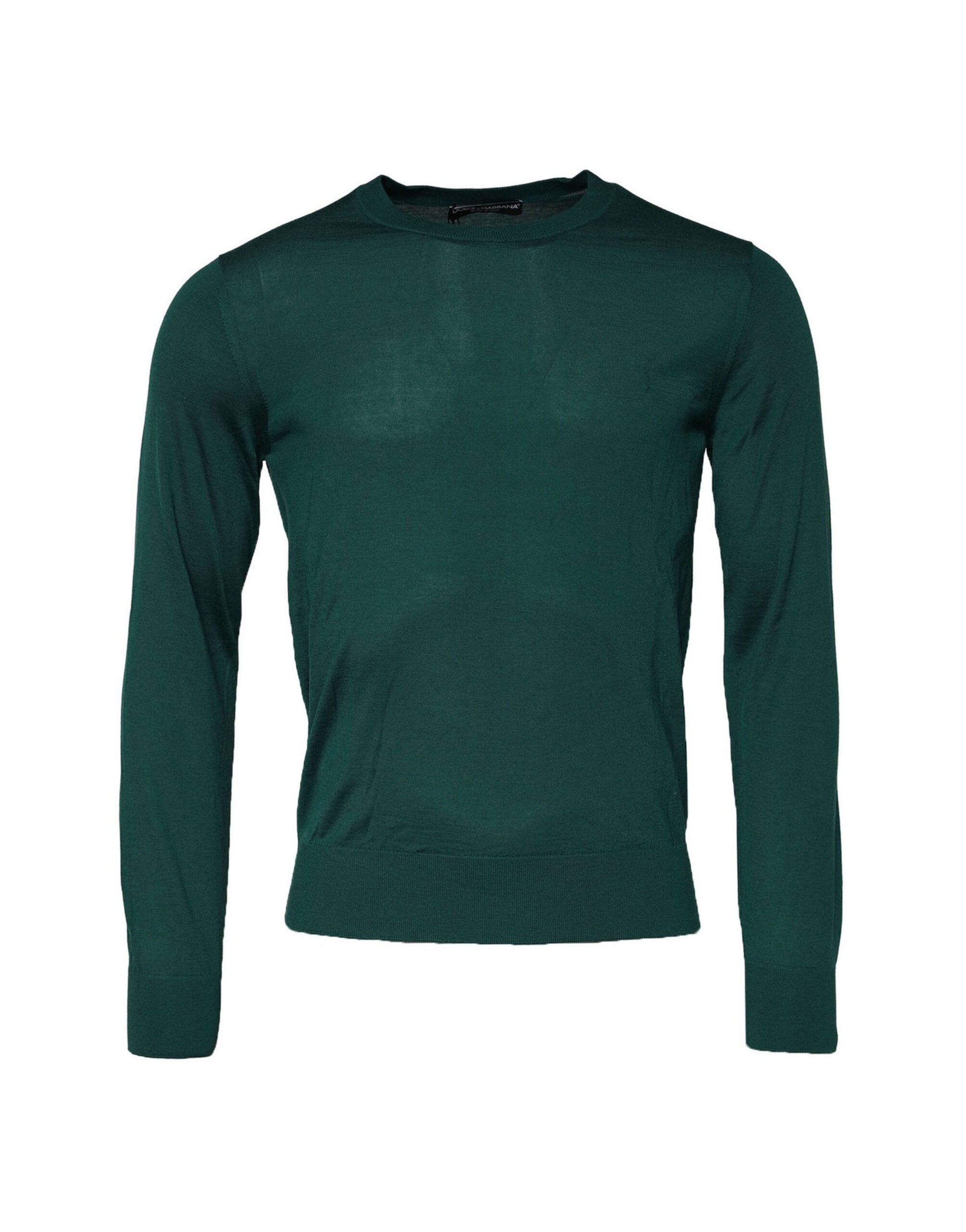 Sweat-shirt en cachemire vert Dolce & Gabbana à col rond, doux et confortable, porté en mode décontracté.
