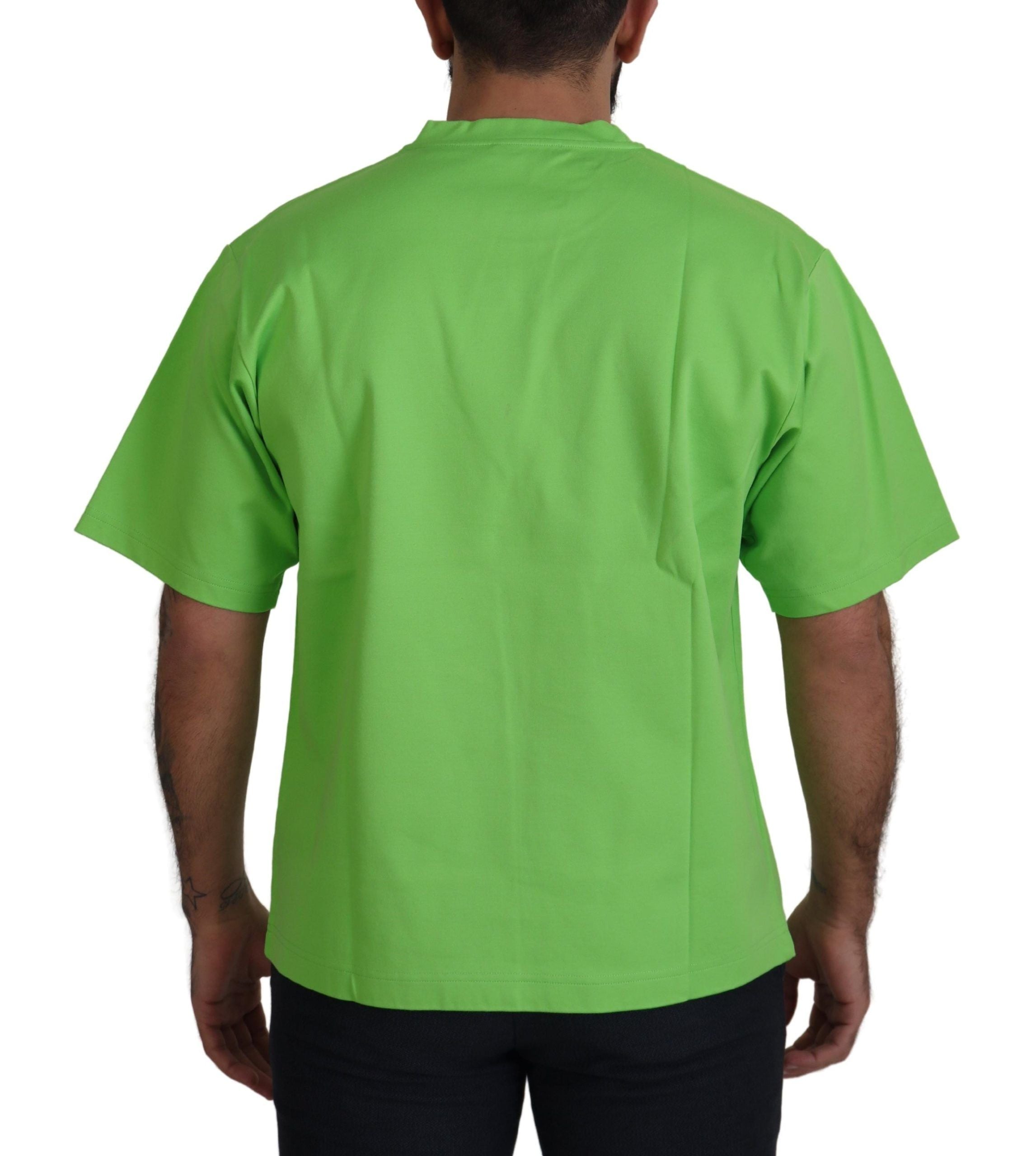 T-shirt vert en coton Dolce & Gabbana DG CHANNEL, vue de face, avec logo et design classique.
