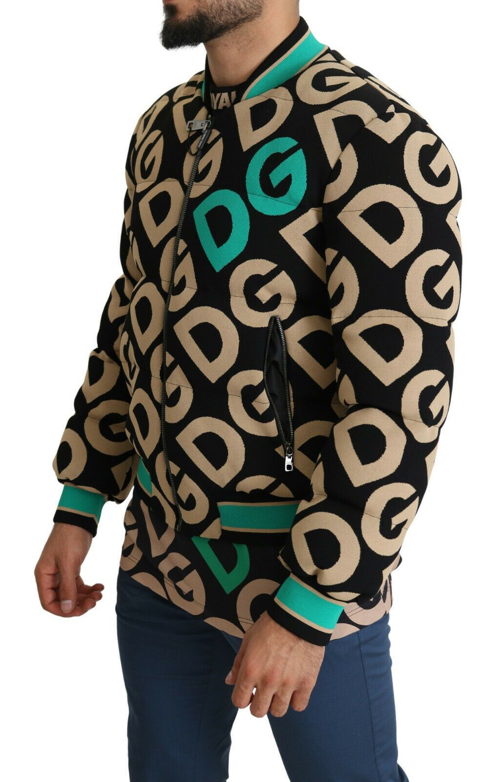 Veste Dolce & Gabbana DGMILLENNIALS à logo multicolore, imprimée, avec fermeture éclair et col montant.