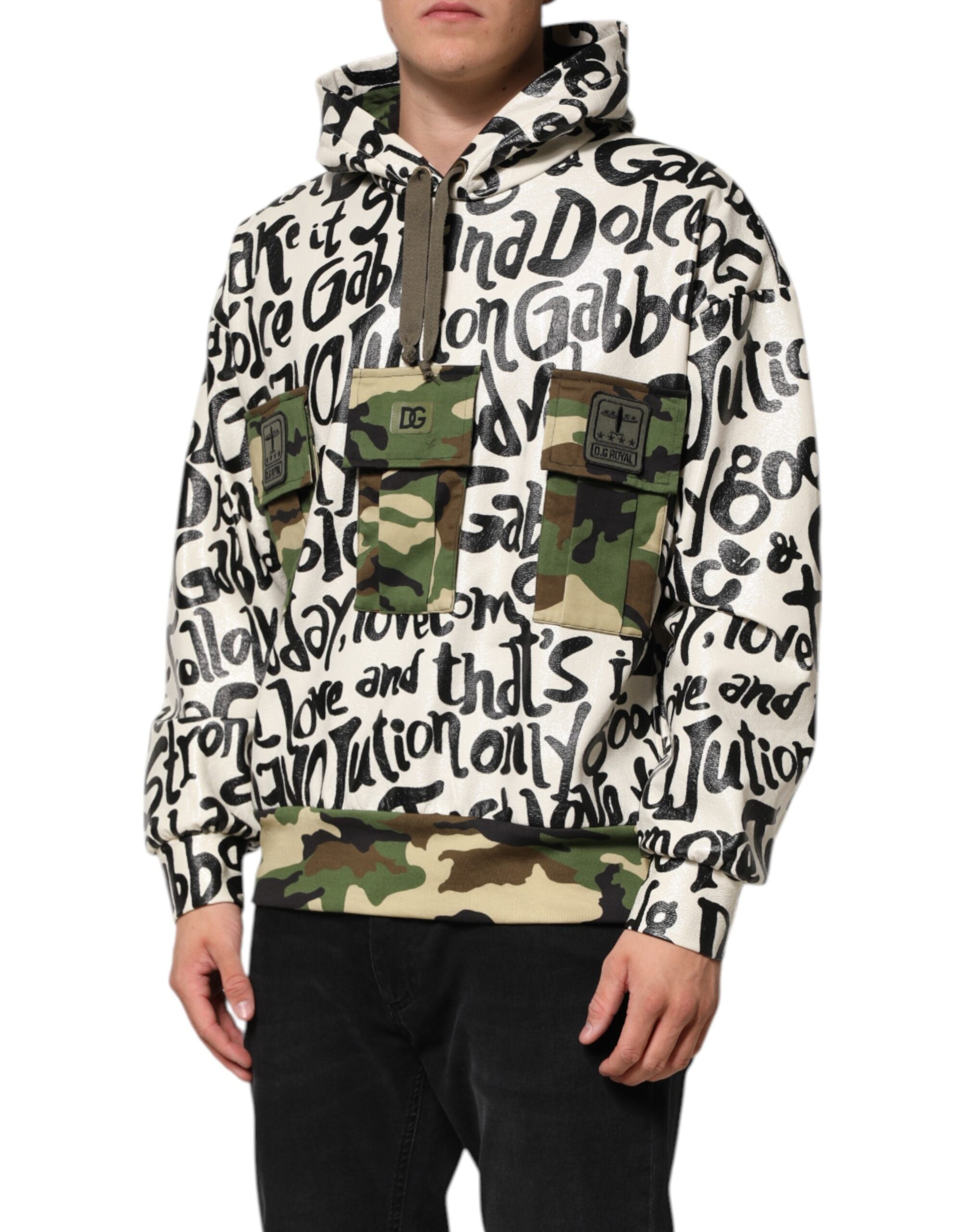 Sweat à capuche Dolce & Gabbana DGMania multicolore, sweat-shirt élégant avec logo, vue de face.