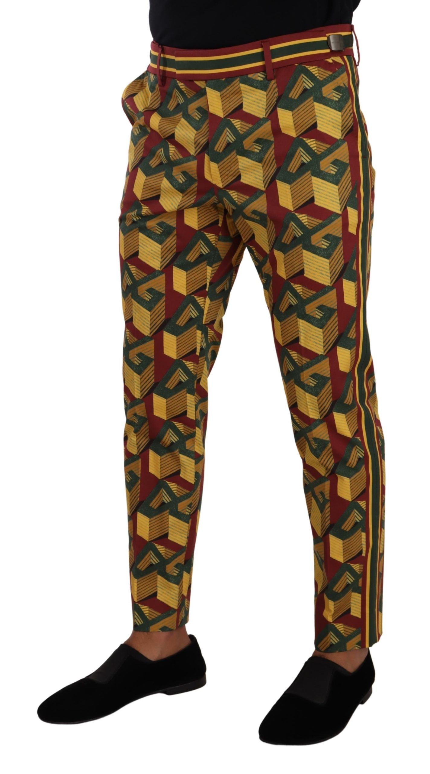 Pantalon Dolce & Gabbana Logo Mania en coton multicolore, coupe tapered avec logo distinctif, style moderne et tendance.