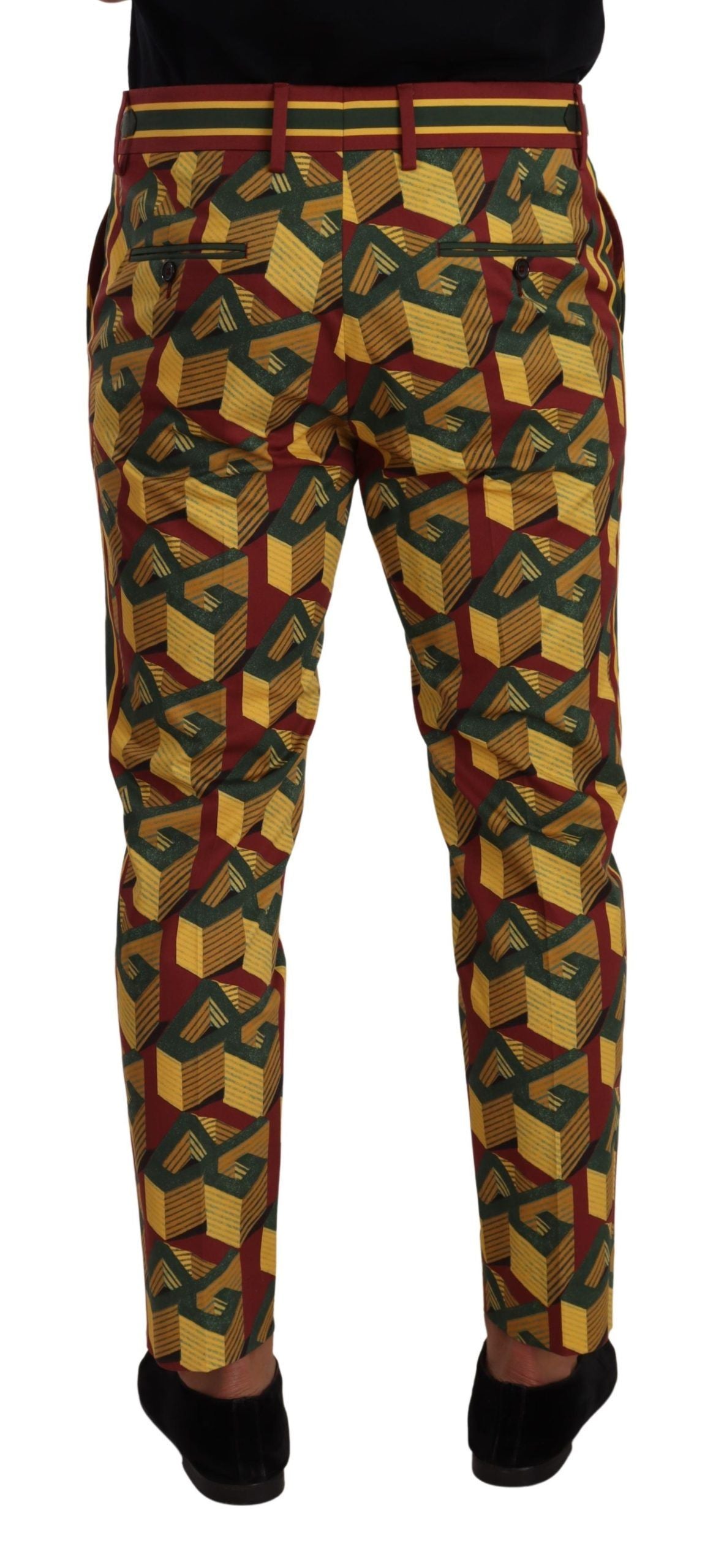 Pantalon en coton Dolce & Gabbana Logo Mania multicolore, coupe tapered, avec logo distinctif visible.
