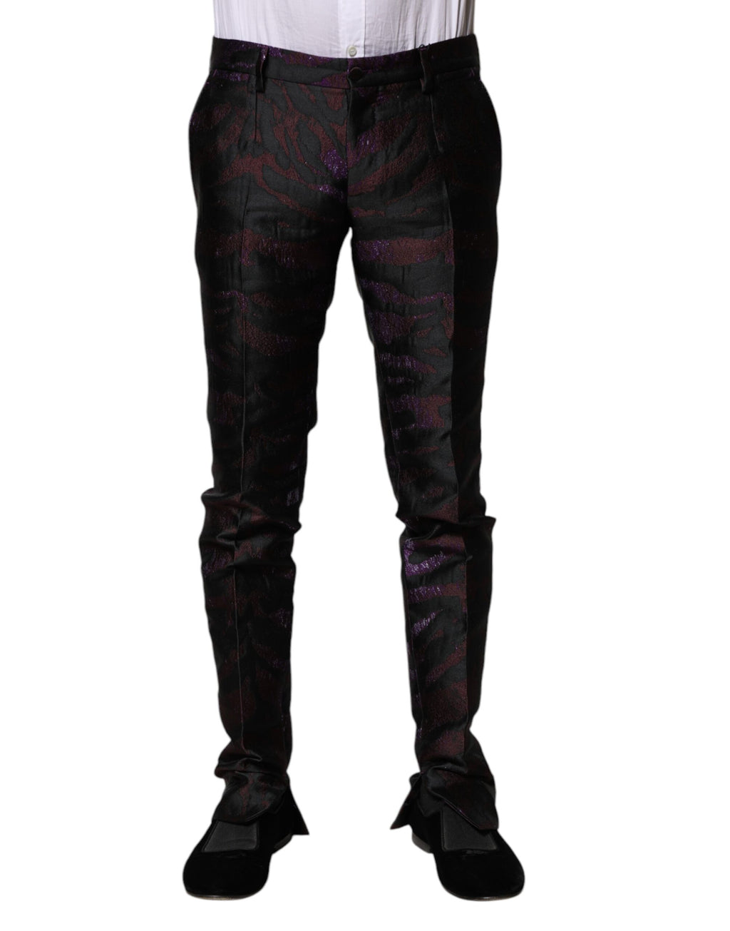 Pantalons en polyester multicolores Dolce & Gabbana avec motif coloré, détails élégants, vue de face.