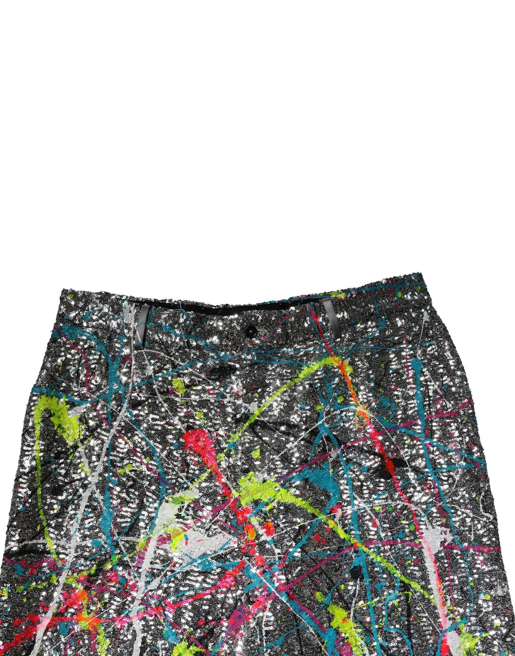 Pantalons Dolce & Gabbana à sequins multicolores ornés de broderies, style élégant et brillant pour femme.