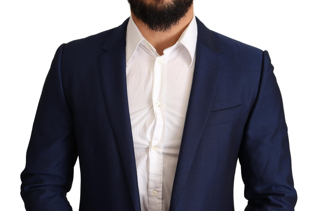 Veste blazer slim fit bleu marine Dolce & Gabbana Martini, élégante et sophistiquée, vue de face sur fond neutre.