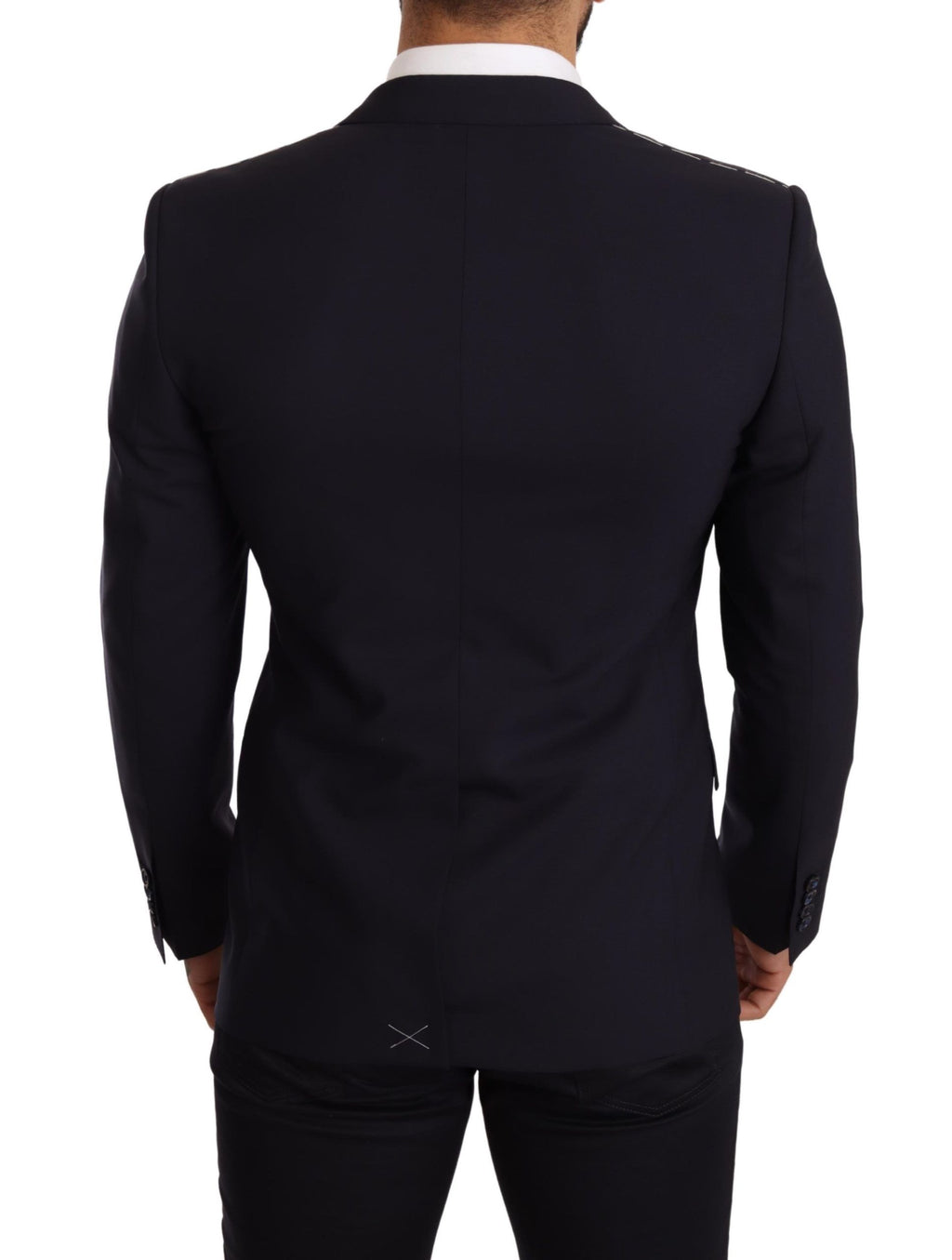Blazer slim fit en laine bleu marine Dolce & Gabbana, veste élégante pour homme, vue de face.