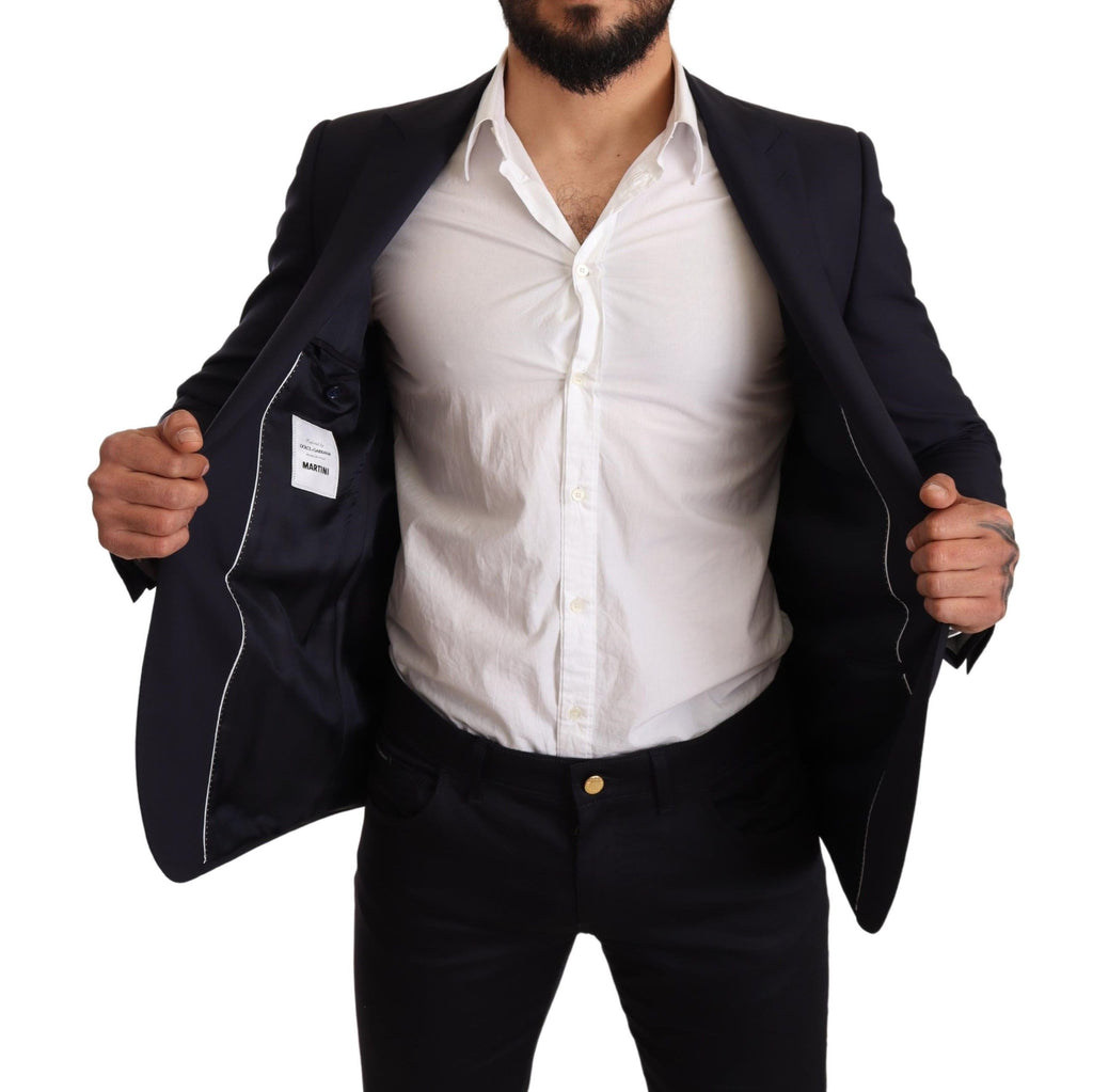 Veste blazer slim en laine bleu marine Dolce & Gabbana Martini, style élégant et ajusté avec détails sophistiqués.