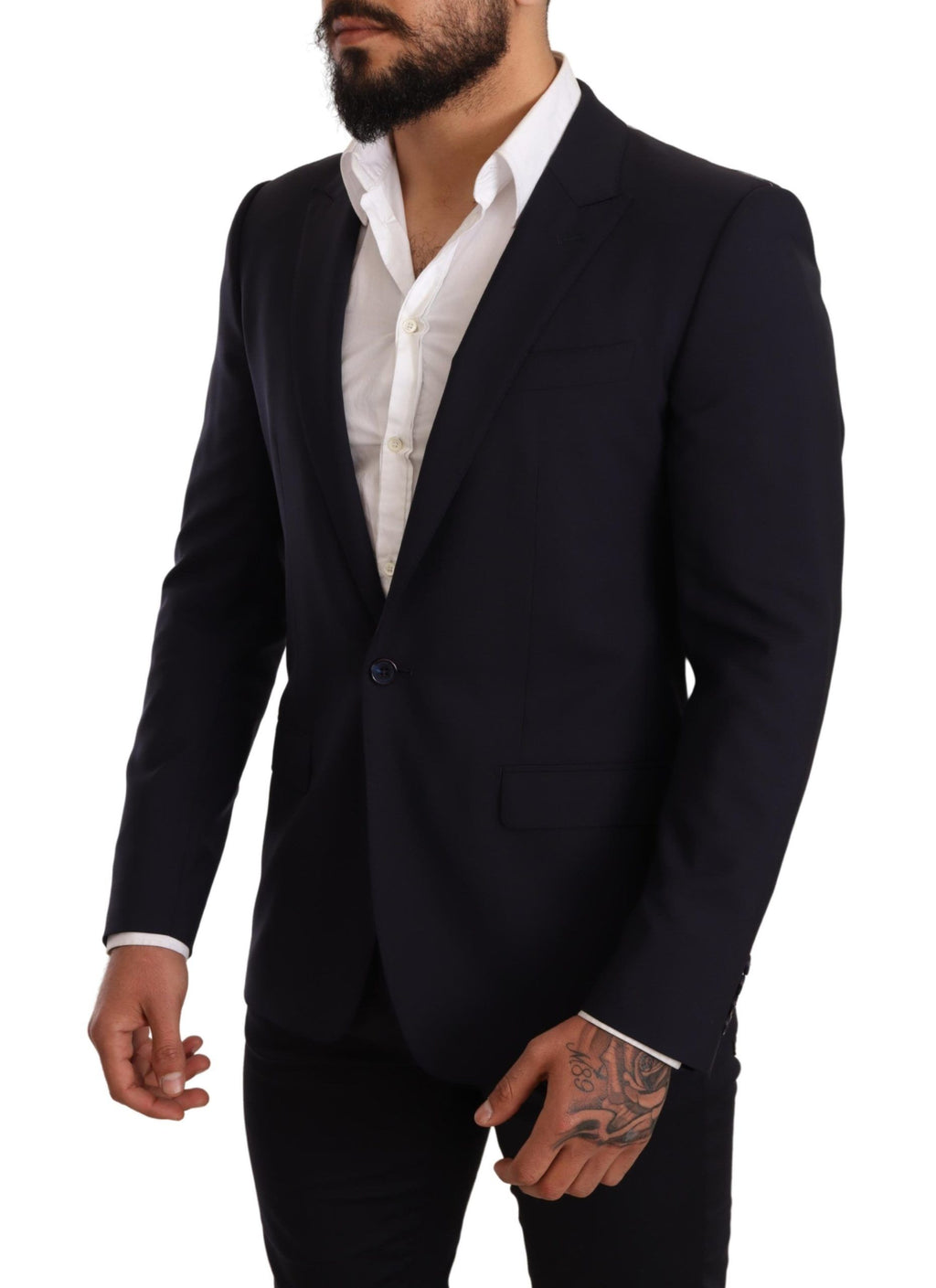 Veste blazer slim en laine bleu marine Dolce & Gabbana pour homme, style élégant et ajusté.