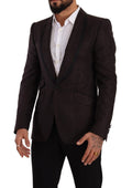 Blazer Dolce & Gabbana en jacquard violet à un bouton, coupe croisée, élégance classique et détails sophistiqués.