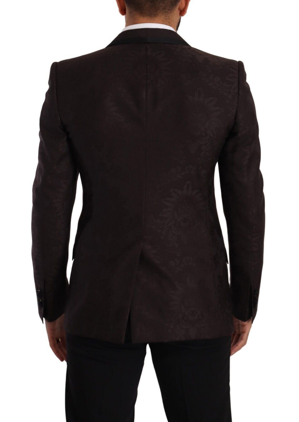 Veste Dolce & Gabbana Sicilia en jacquard violet à un bouton, coupe droite et élégante, vue de face.