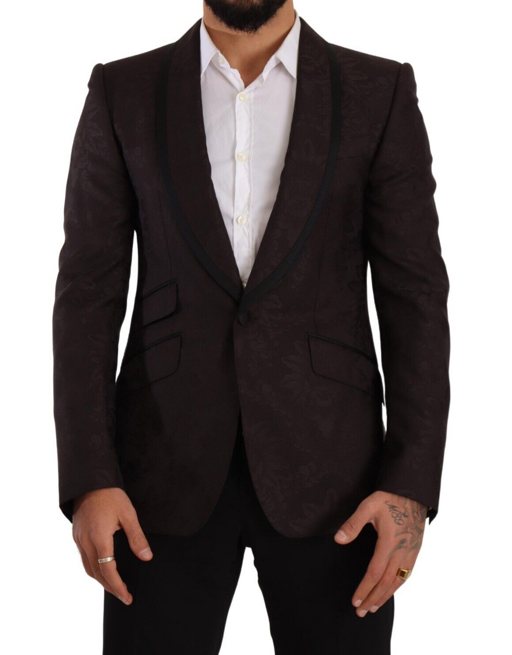 Veste Dolce & Gabbana jacquard violette à simple boutonnage Sicilia, blazer élégant en tissu riche et texturé.