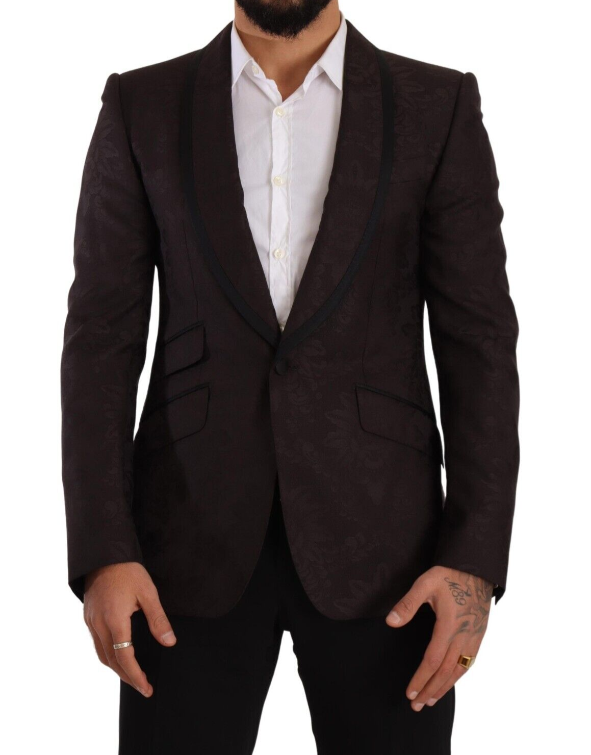 Veste Dolce & Gabbana jacquard violette à simple boutonnage Sicilia, blazer élégant en tissu riche et texturé.