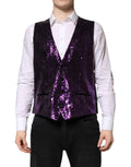 Robe de soirée Dolce & Gabbana violette avec sequins, veste de taille élégante pour occasion formelle.