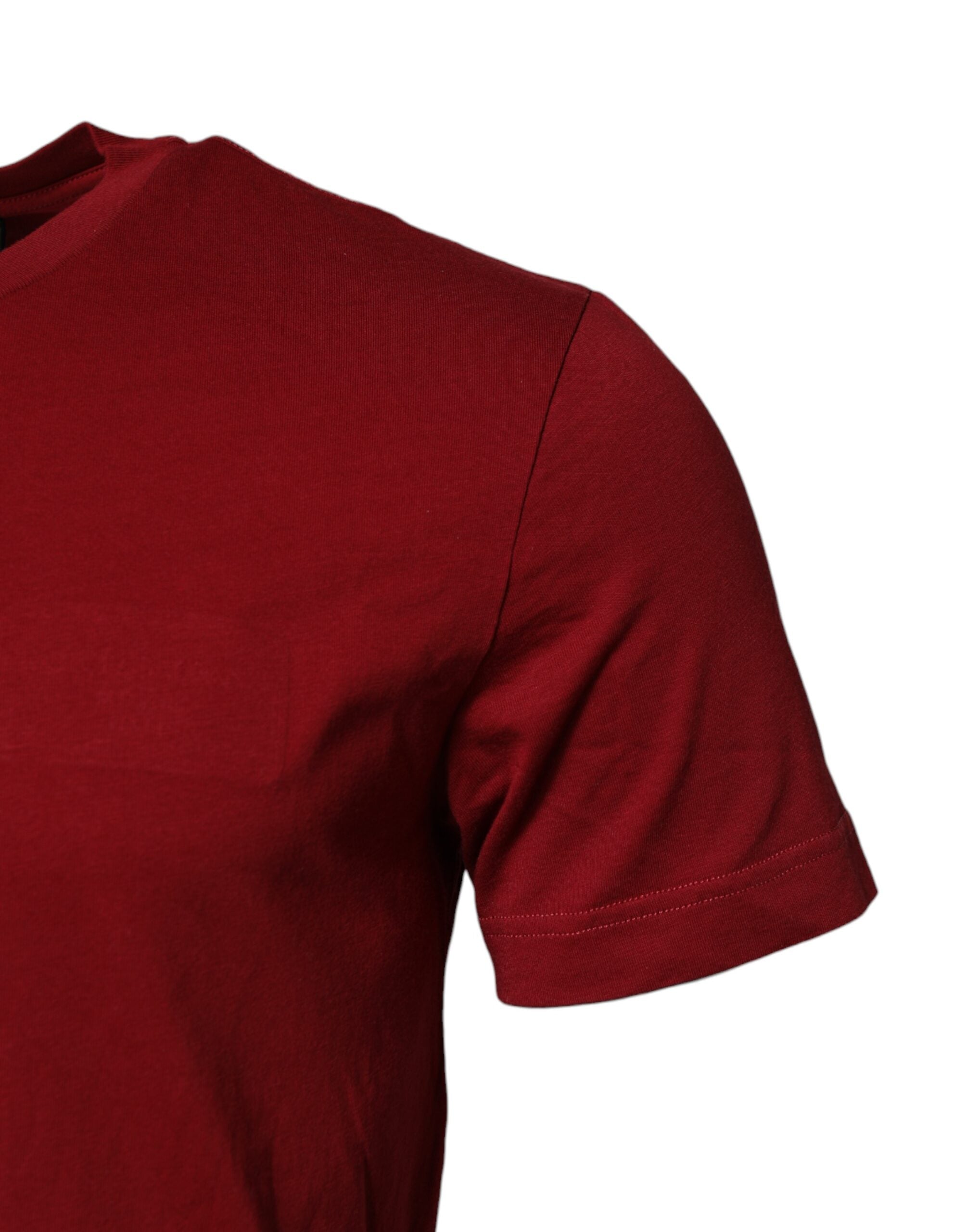 T-shirt à manches courtes en coton rouge Dolce & Gabbana avec col rond, vue de face.