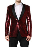 Blazer Dolce & Gabbana rouge Sicilia avec sequins et embellissements, veste élégante pour femmes.