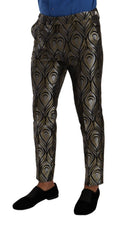 Pantalon homme Dolce & Gabbana en jacquard argent et or, style élégant et sophistiqué pour occasion formelle.