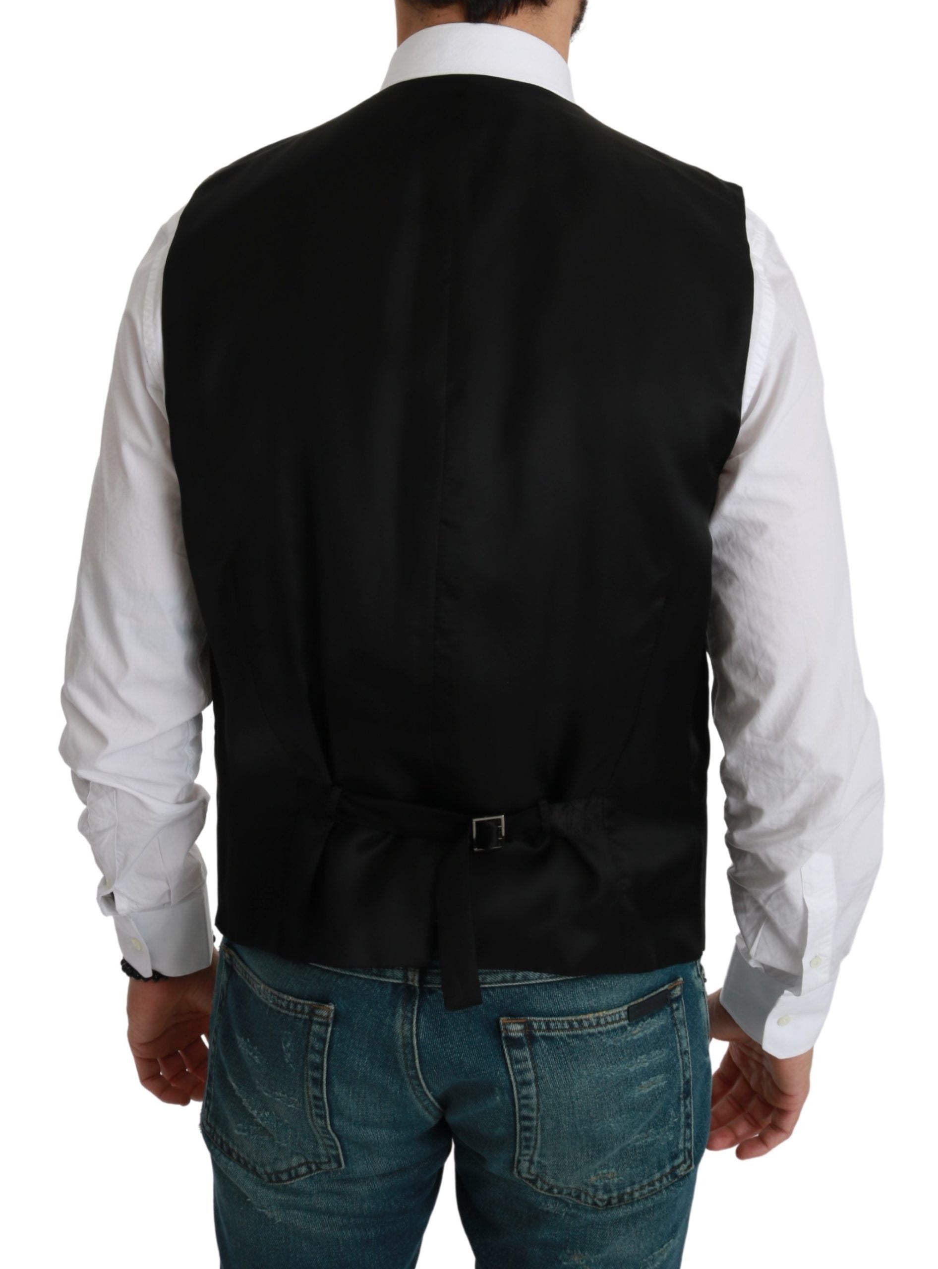 Gilet formel Dolce & Gabbana à rayures blanches et noires, veste ajustée pour homme élégante