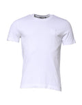 T-shirt blanc en coton Dolce & Gabbana à col rond et manches courtes, vue de face.