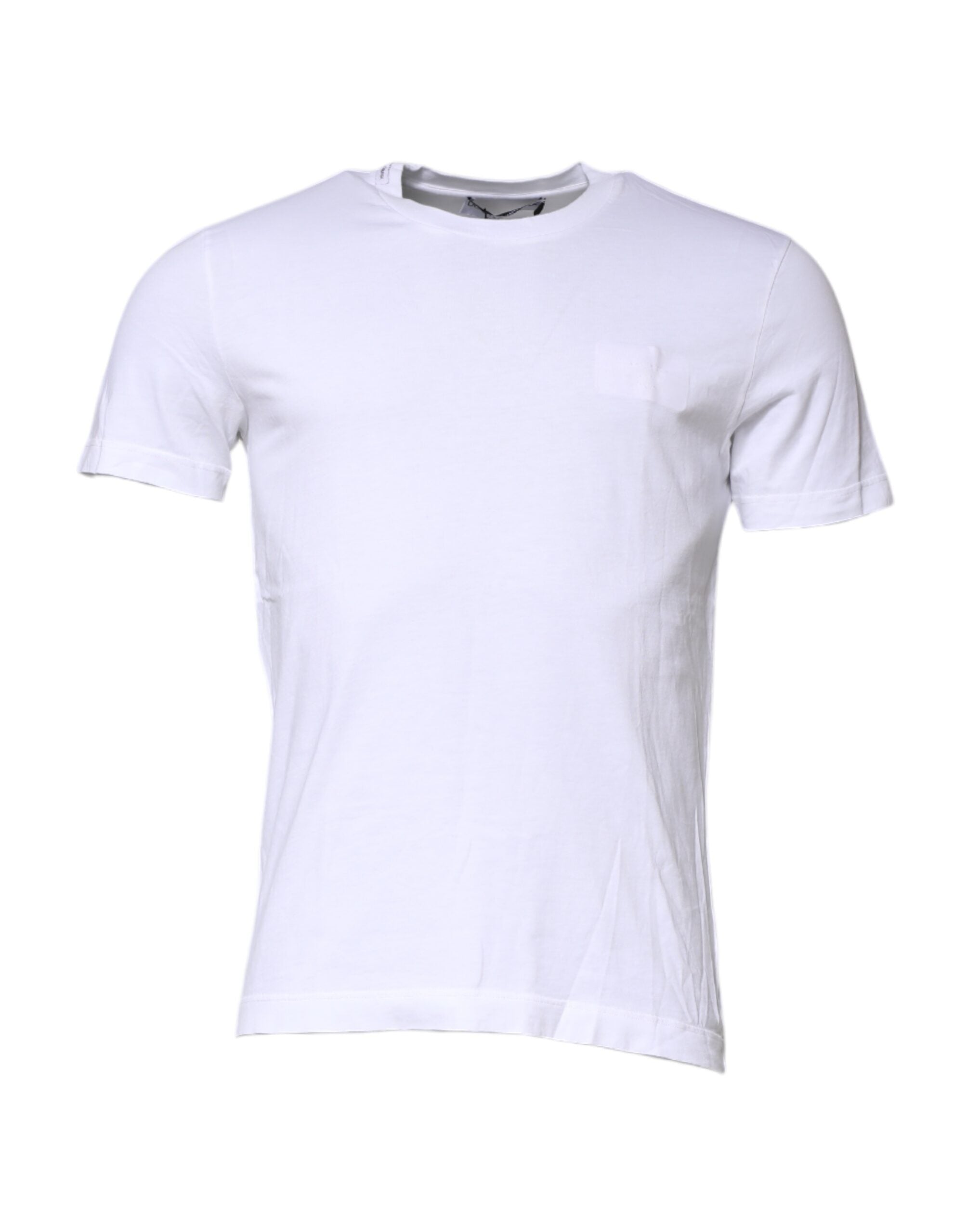 T-shirt blanc en coton Dolce & Gabbana à col rond et manches courtes, vue de face.