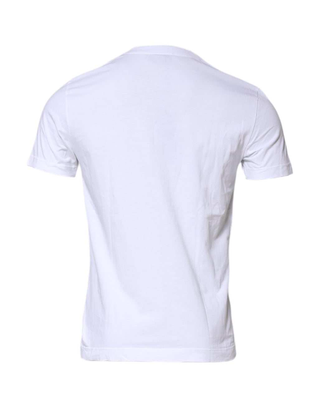 T-shirt blanc en coton à col rond et manches courtes de Dolce & Gabbana, vue de face, détails du tissu visible.