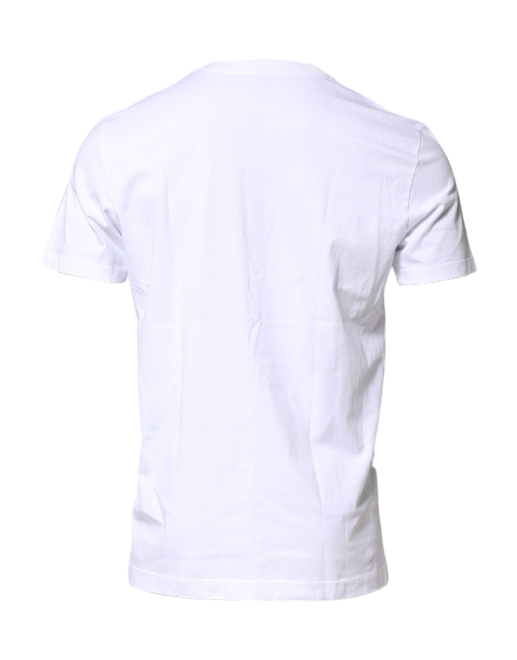 T-shirt blanc en coton Dolce & Gabbana avec logo brodé, col rond, style décontracté.