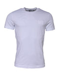 T-shirt blanc en coton Dolce & Gabbana avec logo brodé sur la poitrine, col rond et design classique.