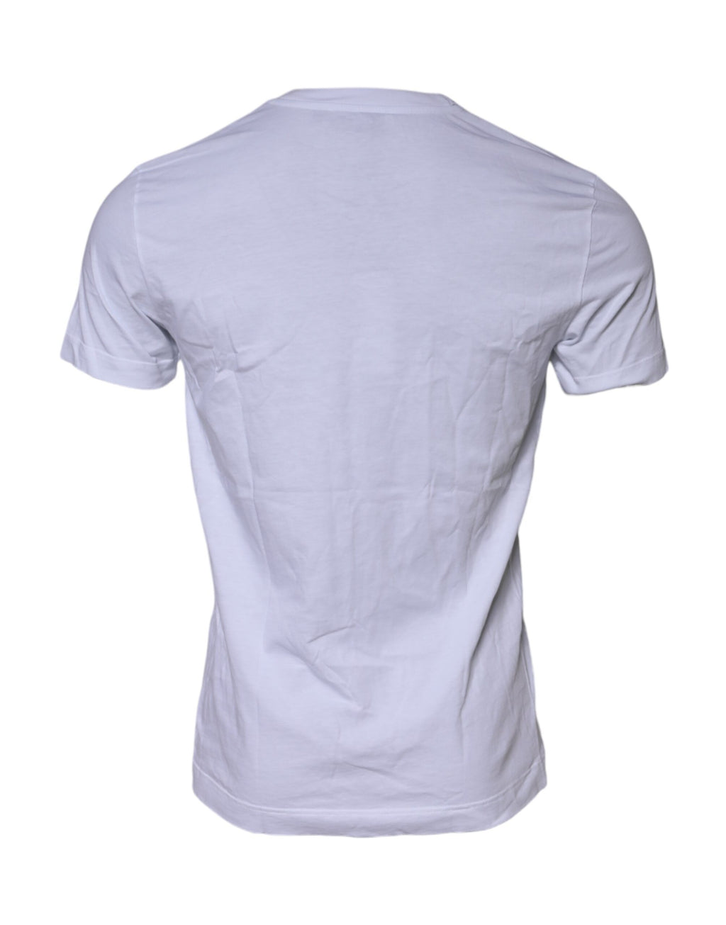 T-shirt blanc en coton Dolce & Gabbana avec patch logo sur le devant, col rond et style décontracté.
