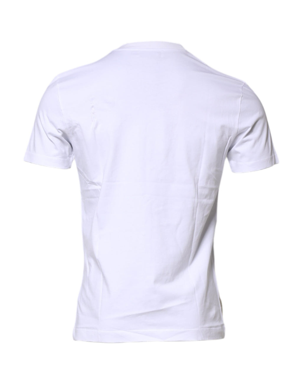 T-shirt blanc en coton Dolce & Gabbana avec logo et col rond, vue de face.