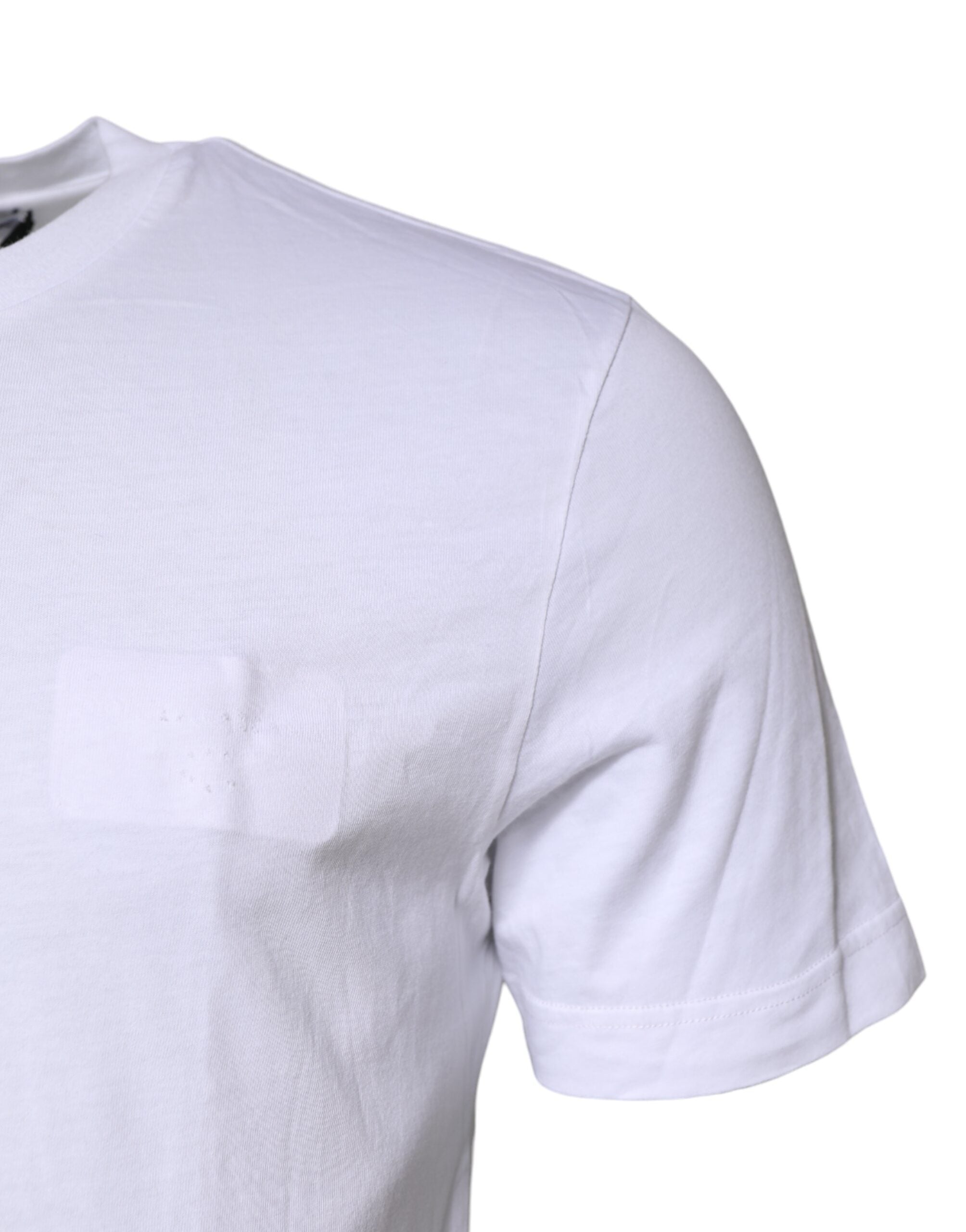 T-shirt homme en coton blanc Dolce & Gabbana à col rond, vue de face.