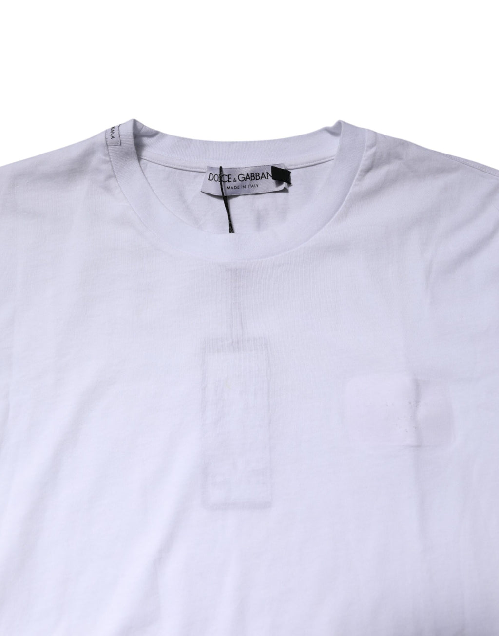 T-shirt blanc en coton pour homme de Dolce & Gabbana avec col rond, vue de face, détails du tissu visible.