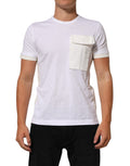 T-shirt homme blanc en coton Dolce & Gabbana avec poche, col ras du cou, style classique et élégant.