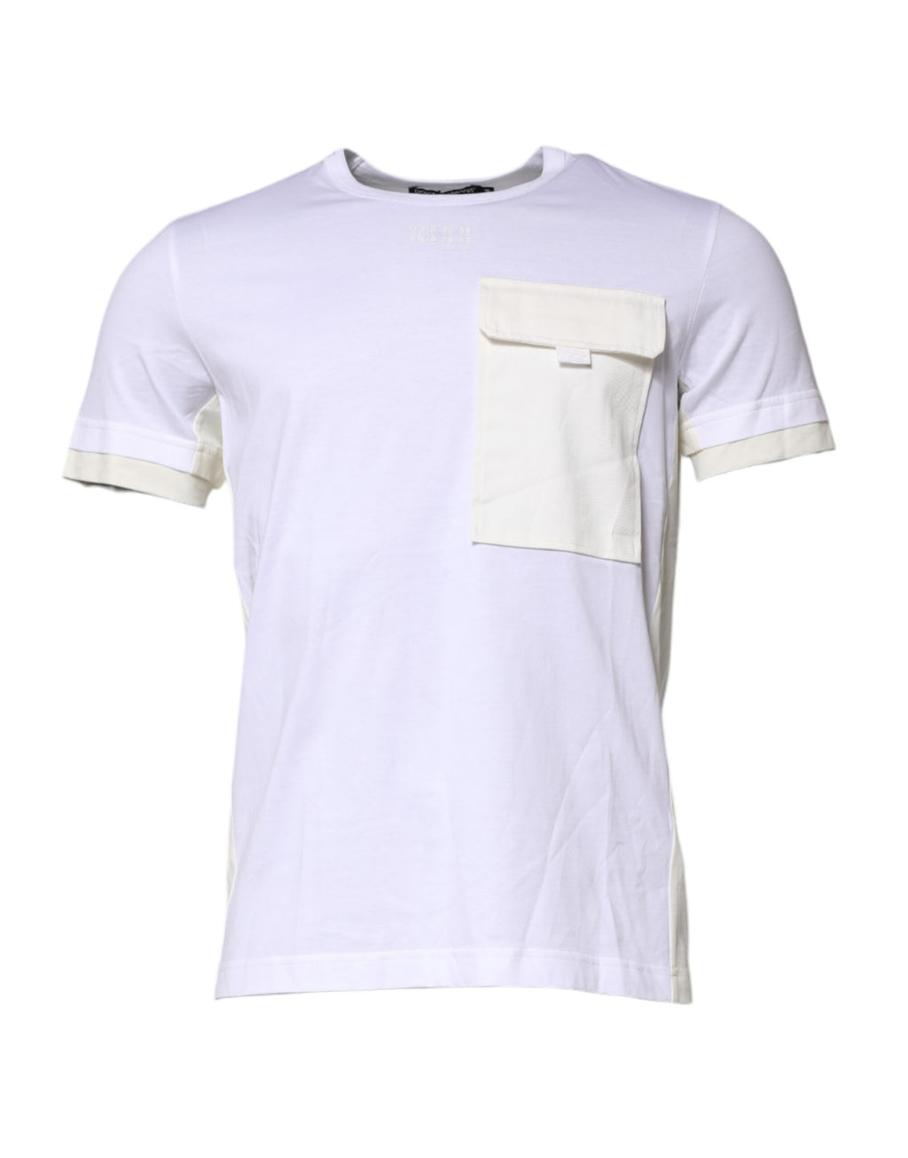 T-shirt blanc en coton Dolce & Gabbana à manches courtes avec poche visible sur le devant.
