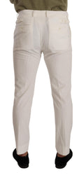 Pantalon skinny en coton blanc Dolce & Gabbana en corduroy, vue de face, détails de coupe et texture visible.