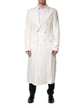 Manteau trench pour homme Dolce & Gabbana blanc à double boutonnage, vue de face sur un mannequin.