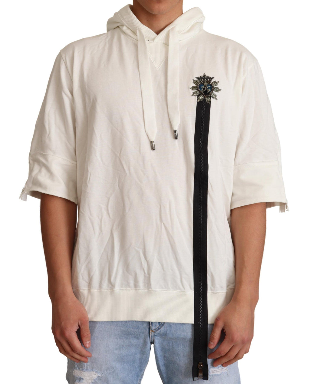 Sweat à capuche blanc Dolce & Gabbana édition limitée, style élégant, en tissu doux avec logo de la marque visible.