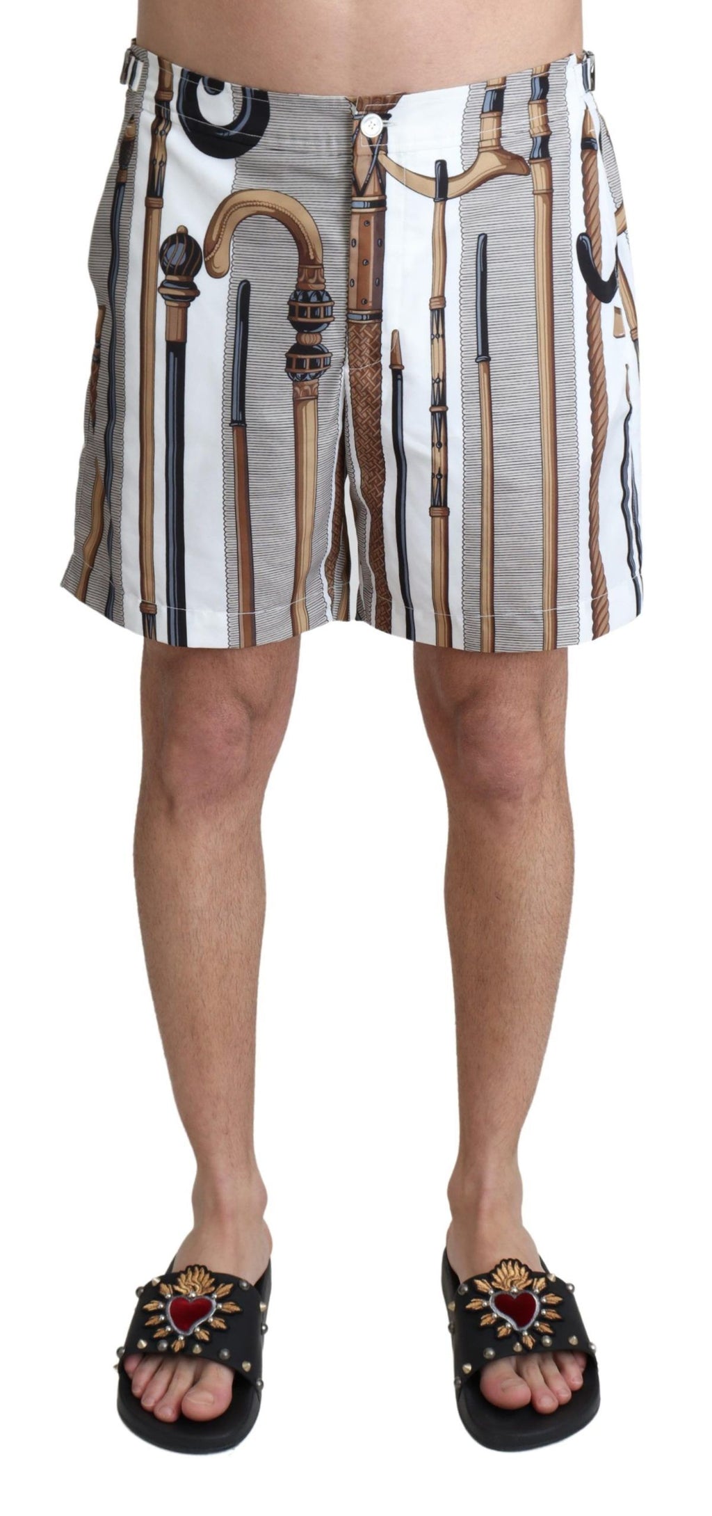 Shorts de bain Dolce & Gabbana, short de plage blanc avec motif, parfaits pour la baignade et les activités estivales.
